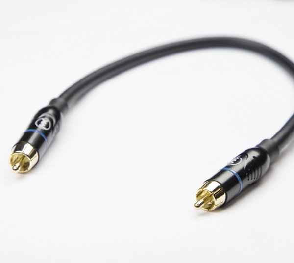 Патч-кабель MUZKABEL RSCMK3P - 0.1 метра, RCA – RCA (Синее кольцо)