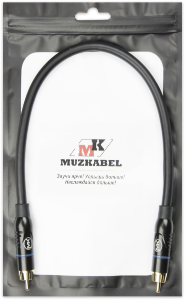 Патч-кабель MUZKABEL RSCMK3P - 0.1 метра, RCA – RCA (Синее кольцо)
