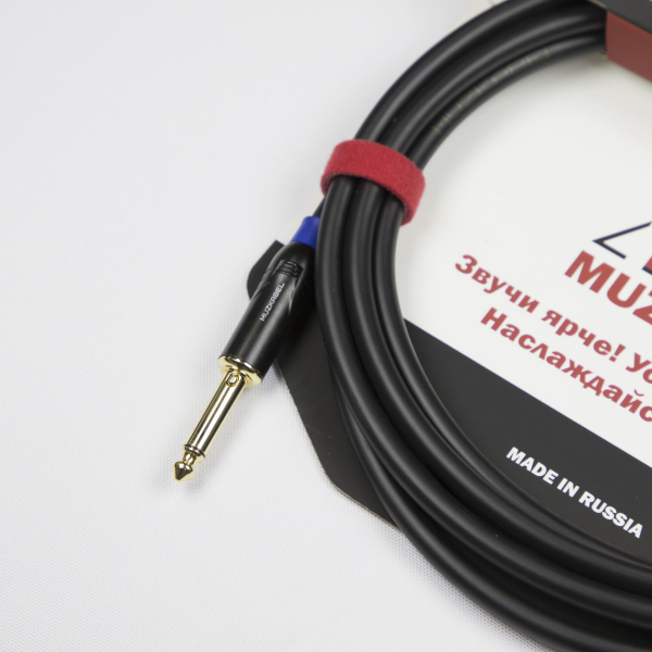 Гитарный кабель MUZKABEL CJXMK3(RX) - 1 метр, JACK - JACK (Отсечка)