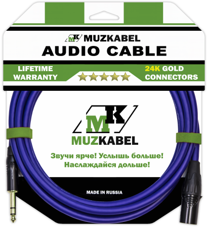 Аудио кабель MUZKABEL BXFMK1V - 1,5 метра, XLR (папа) - JACK (стерео)