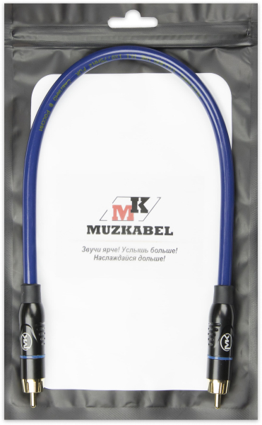 Патч-кабель MUZKABEL RSLIK1P - 0.1 метра, RCA – RCA (Синее кольцо)