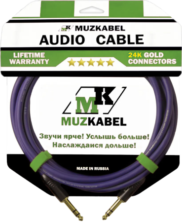 Аудио кабель MUZKABEL BZMK5S - 1,5 метра, JACK (стерео) - JACK (стерео)