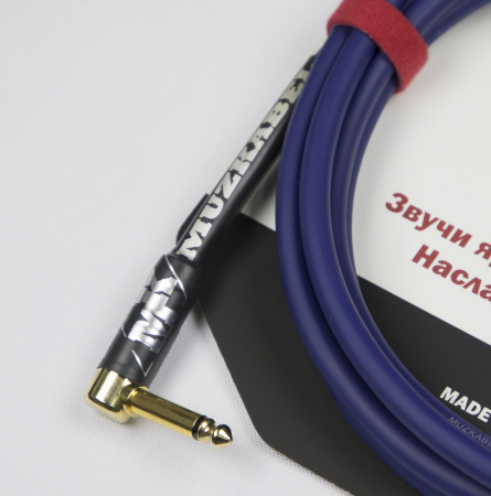 Гитарный кабель MUZKABEL JZMK5S(R) - 1 метр, JACK - JACK (Угловой)