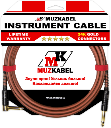 Гитарный кабель MUZKABEL JZMK5B(R) - 1 метр, JACK - JACK (Угловой)