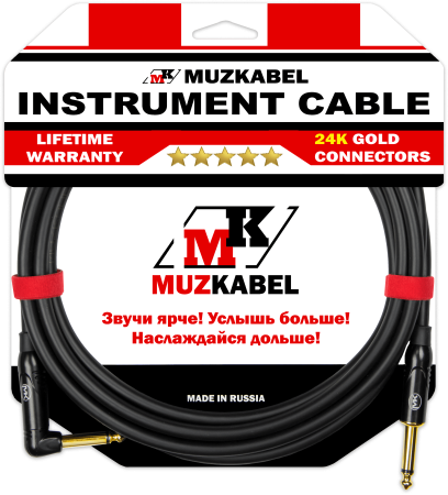 Гитарный кабель MUZKABEL JJFMK1B(R) - 1 метр, JACK - JACK (Угловой)
