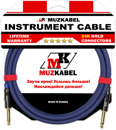 Гитарный кабель MUZKABEL JJFMK1S(RX) - 1 метр, JACK - JACK (Отсечка)